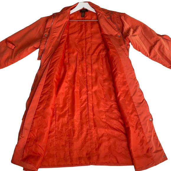 Victor by Victor Alfaro Orange Zipper All-Weather Trench Rain Coat Size Medium - Picture 10 of 12